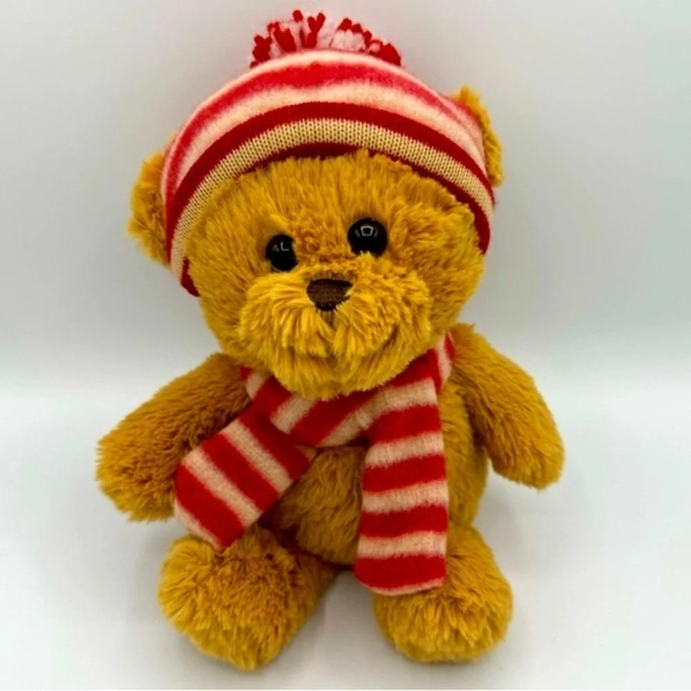 Dan Dee Collectors Choice Christmas Brown Bear Hat Scarf Winter 7” Plush Stuffed